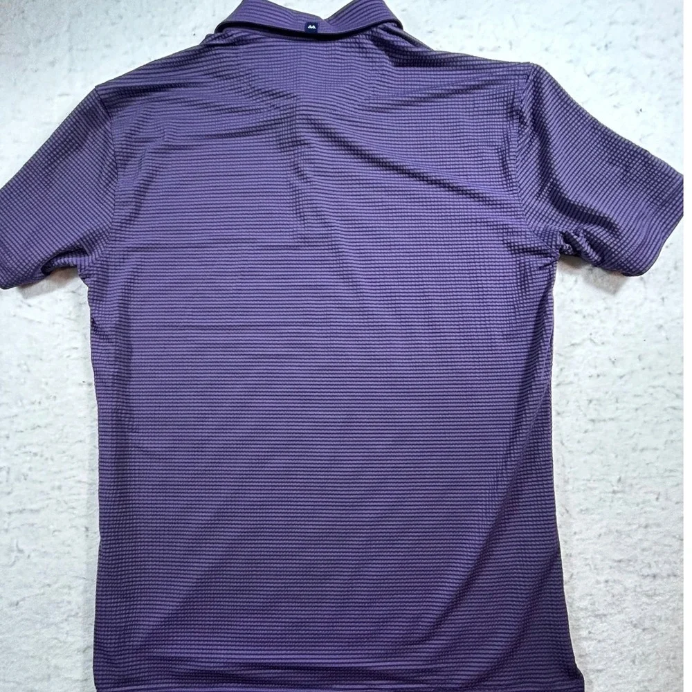 Mizzen+Main Polo Shirt Mens Lg Trim Fit Purple Stripe Performance Golf Stretch